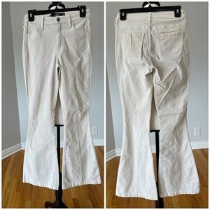 Hollister High Rise Flare 1R waist 25 ivory cream corduroy flare pants festival